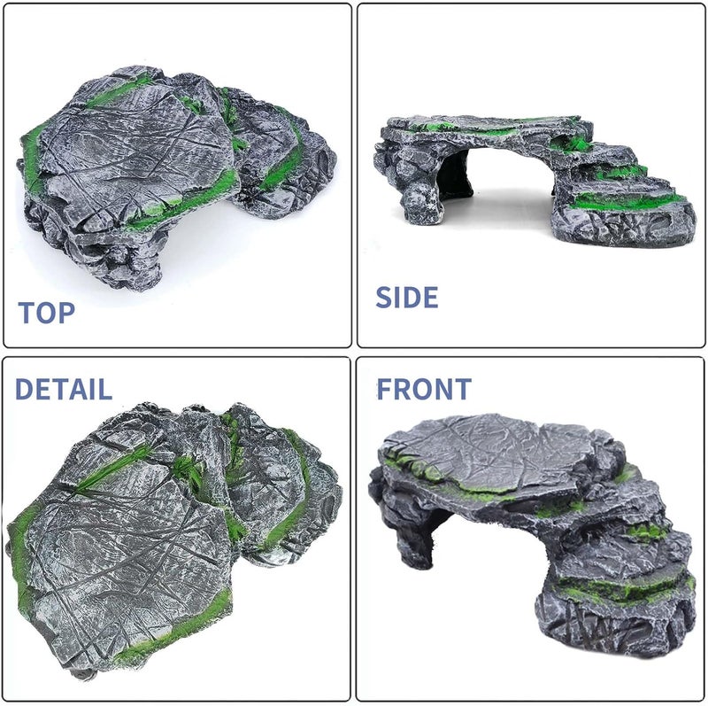 Moonorange Turtle Basking Platform Turtle Tank Decoration for Aquariums & Terrarium, Turtle, Lizard, Reptile Habitat Hideout (Black) - Image 3